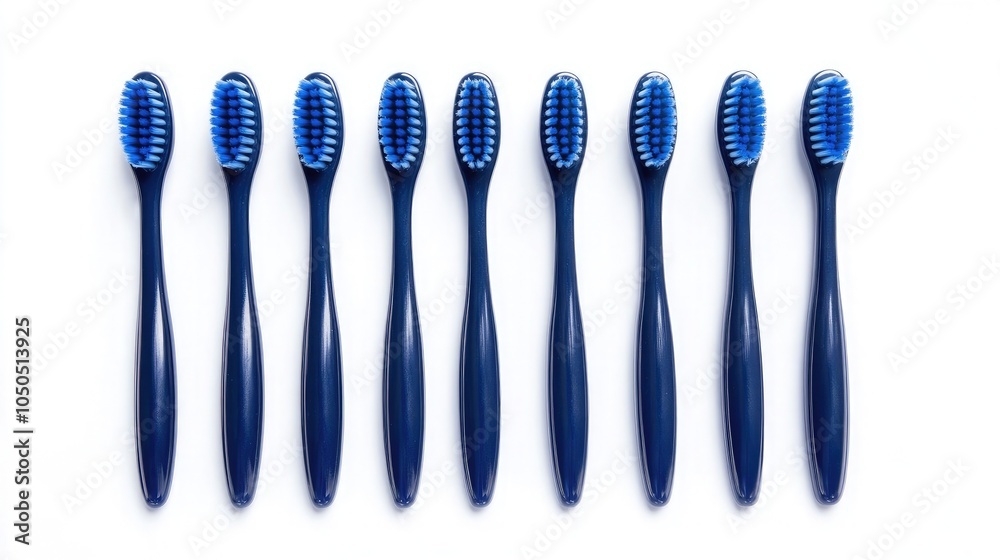Blue toothbrushes isolated on a white background, emphasizing cleanliness Blue toothbrushes isolated on a white background, emphasizing cleanliness