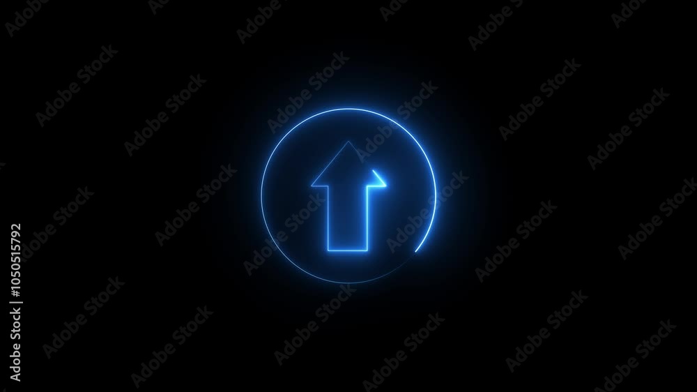 animated Neon lighting glow Up side direction arrow in glow circle animation ,neon glossy arrow animated Neon lighting glow Up side direction arrow in glow circle animation ,neon glossy arrow