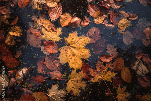 fallen leaves on the water