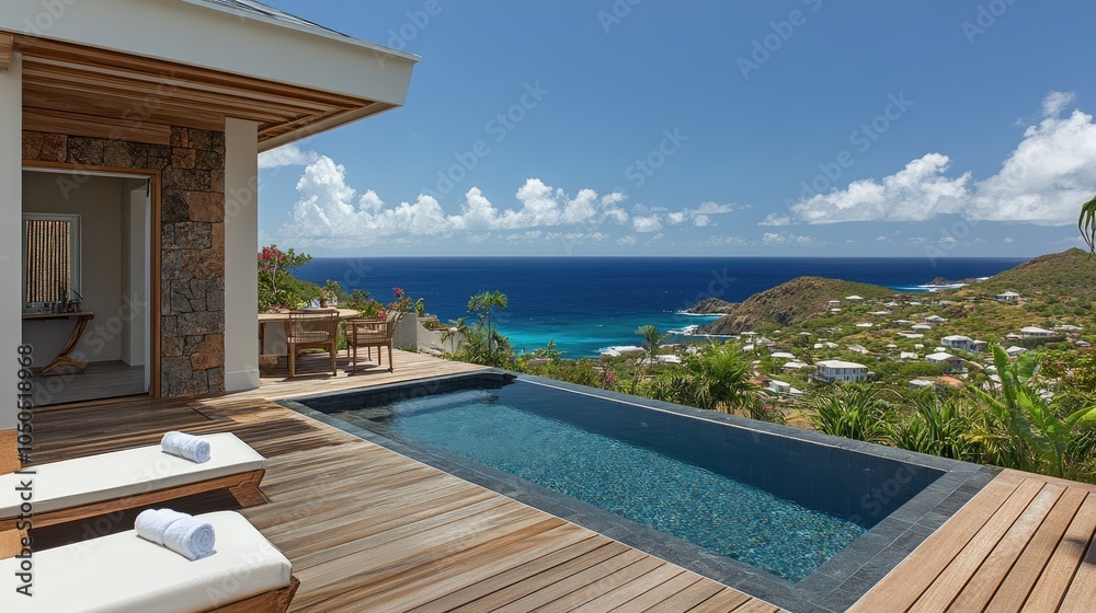 Fototapeta premium Beautiful Villa with Ocean View and Infinity Pool