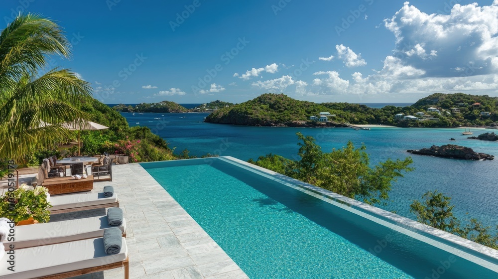 Fototapeta premium Serene Villa with Infinity Pool and Ocean View