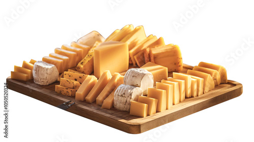 Cheese dice and slices on a transparent background