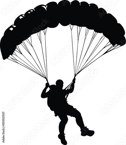 Skydiving or paragliding silhouettes vector