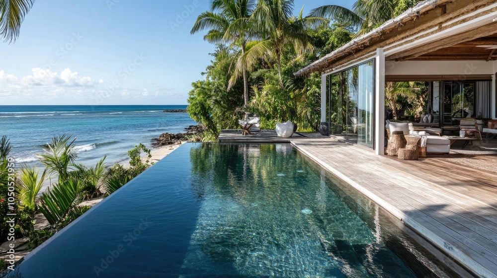 Fototapeta premium Serene Villa with Ocean View and Infinity Pool