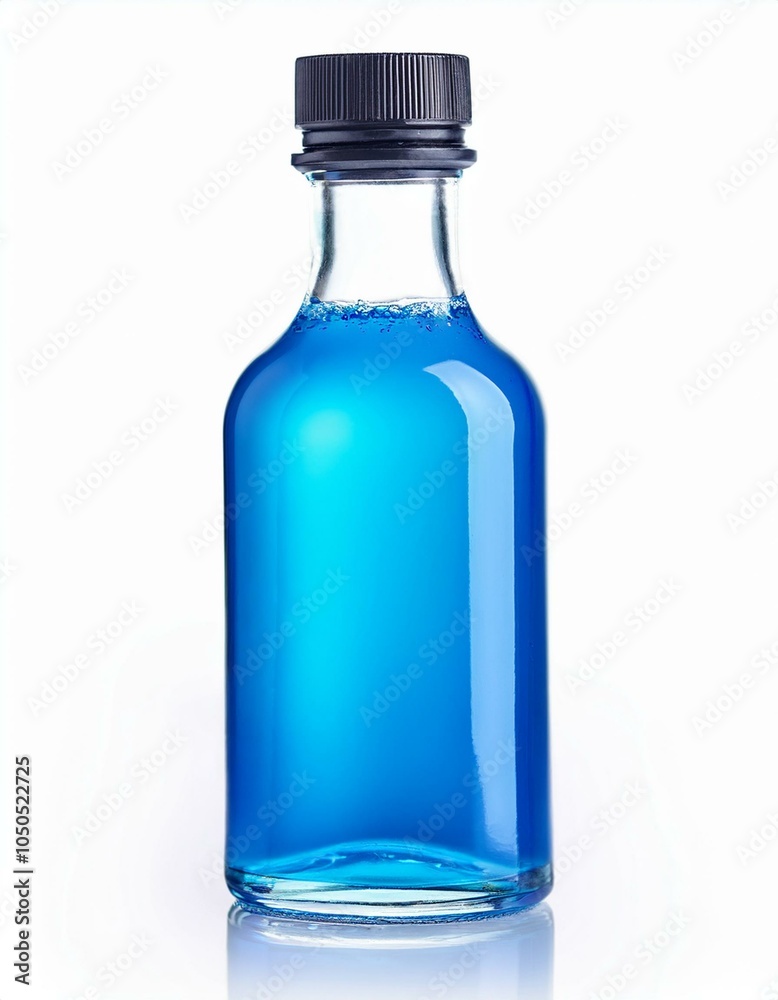 Blue liquid in glass bottle Blue liquid in glass bottle