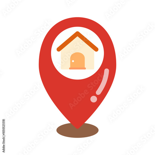 House location pin mark icon. Real estate, property, construction, residential, navigation concepts. Flat vector design isolated illustration.