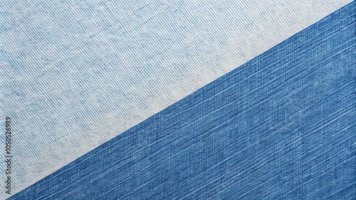 Diagonally divided chambray blue and white background