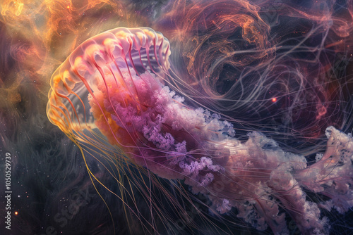 Cosmic Jellyfish: A Surreal Underwater Symphony photo