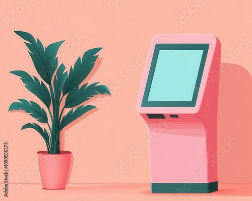 Illustration of digital kiosks supporting CBDC payments in public spaces, showcasing easy access to governmentbacked currency photo