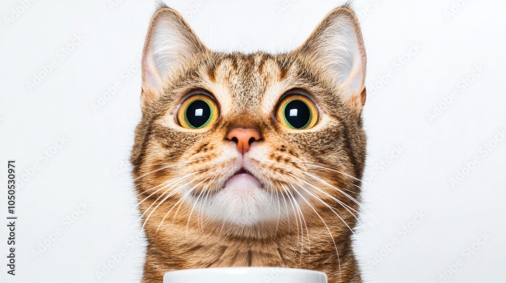 Fototapeta premium Curious Cat with Bright Eyes and Cute Expression