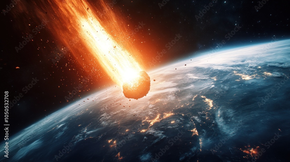 Obraz premium Meteorite Impacting Earth