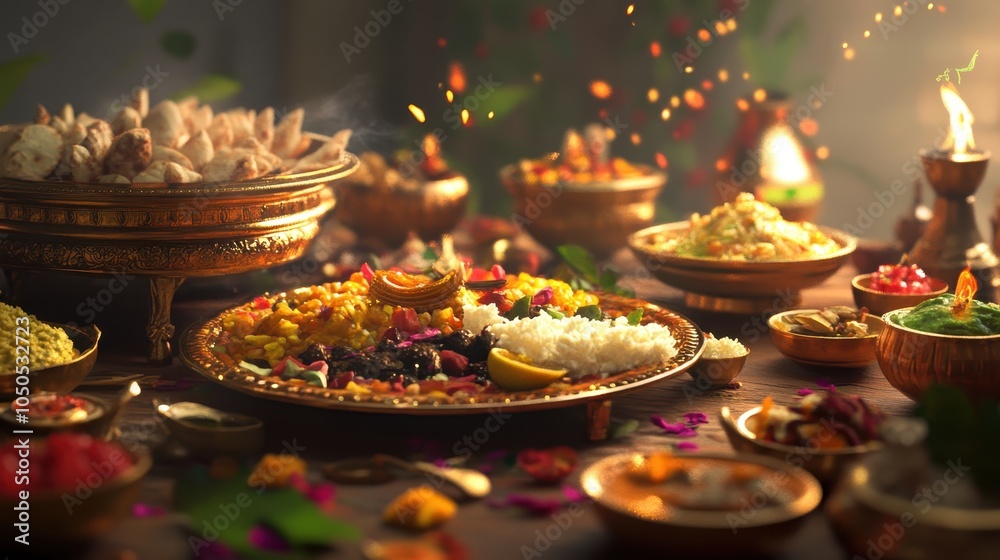 Festive dishes for the holiday of Diwali, created with Generative AI technology. Festive dishes for the holiday of Diwali, created with Generative AI technology.