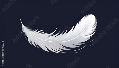 Elegant White Feather on Dark Background Illustration