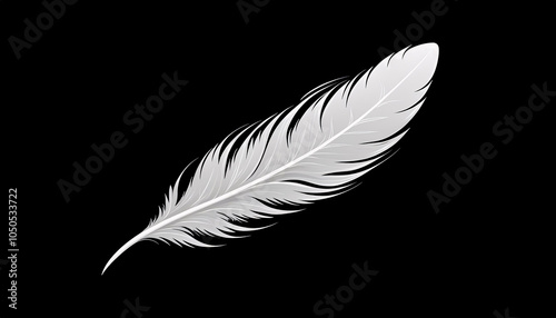Elegant White Feather on Dark Background Illustration