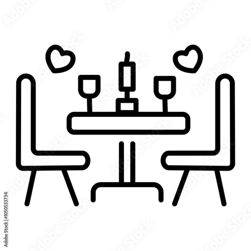 A line icon of romantic dinner date 