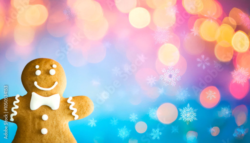 Festive Gingerbread Cookie in a Winter Wonderland Setting