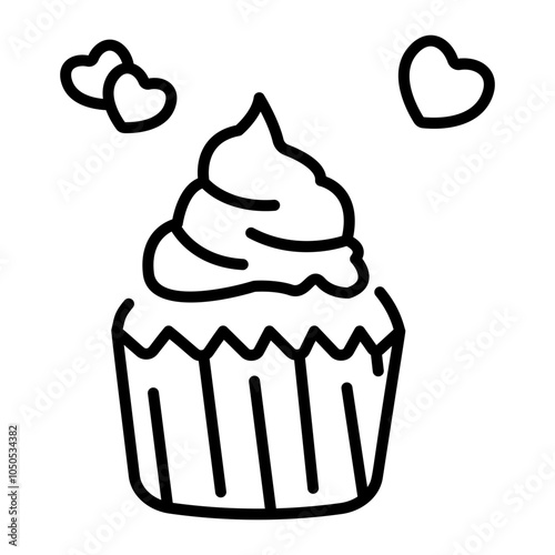 Lovely cupcake icon in line style 