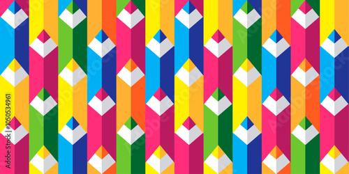 Seamless pattern of pencils. Colored pencils pattern.