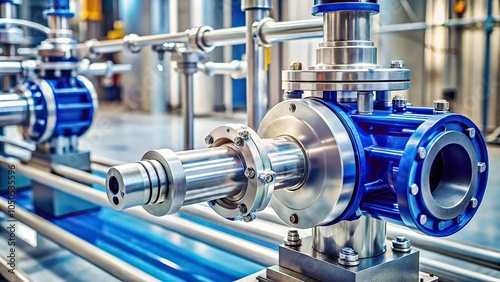 High angle view of a chemistry dosing pump injecting solution into a pipe joint
