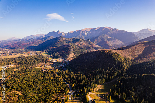 Obraz na płótnie Góry, Tatry Zachodnie w Polsce, panorama jesienią z lotu ptaka w salonie