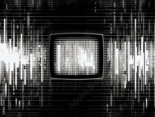 Vintage Grunge VHS Scanlines Pattern with TV Signal Static Noise for Dystopiacore photo