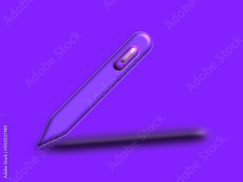 3d purple stylus pen icon vector illustration, isolated on purple