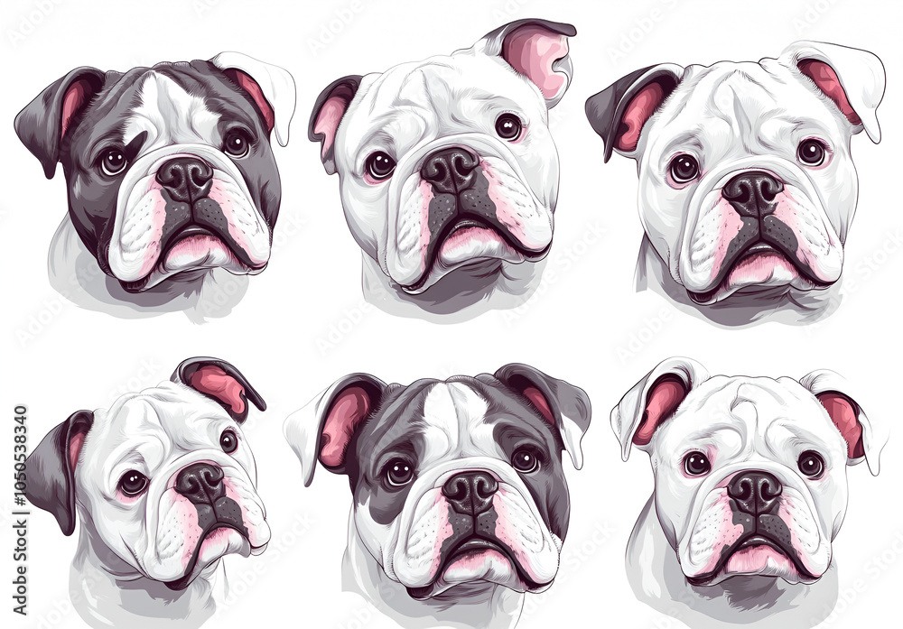 Fototapeta premium Figure illustration, six cute boxer dogs.