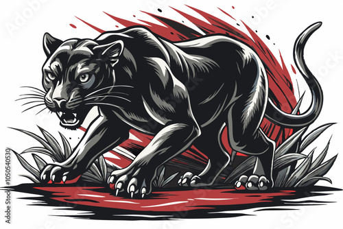 Stealthy Cougar Silhouette Design