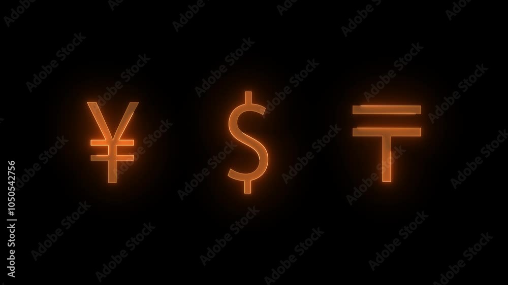 Punc key $ stroke icon glowing neon animation Punc key $ stroke icon glowing neon animation