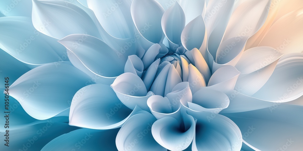 close-up of an abstract flower with soft white and teal petals, providing a calming and elegant aesthetic close-up of an abstract flower with soft white and teal petals, providing a calming and elegant aesthetic