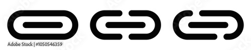 Minimalist vector icons of chain links, ideal for connection, hyperlink, or networking designs and applications. Editable stroke.