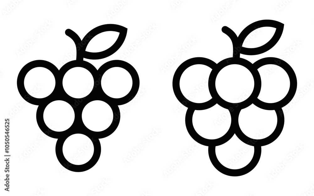 Vector icon of a bunch of grapes, perfect for food, wine, and fruit-related designs or themes. Editable stroke.