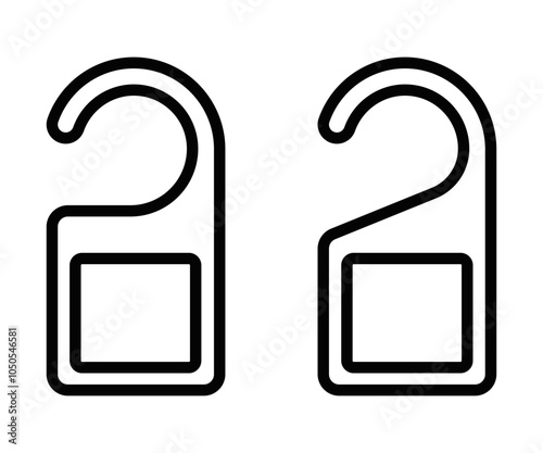 Minimalistic vector icons of door hangers in open and closed positions, ideal for privacy and hotel signs. Editable stroke.