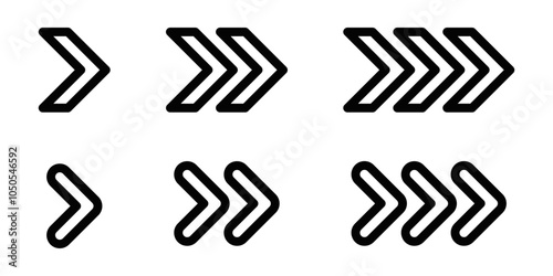 Minimalistic vector icons of arrow symbols in various configurations, perfect for indicating direction, navigation, or movement. Editable stroke.