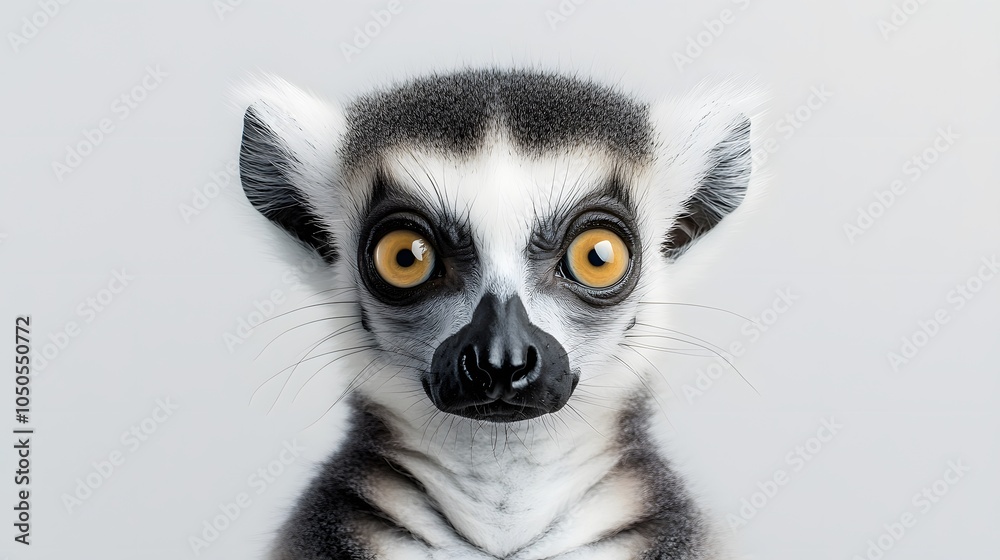 Curious Lemur on White Background Curious Lemur on White Background