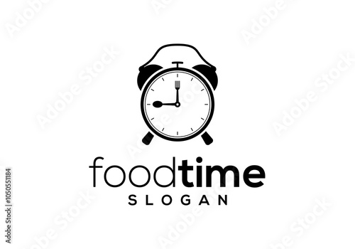 Alarm Clock Logo Design Template with Spoon as Clock Hand