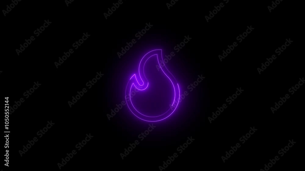 Neon calories icon glowing black background animation