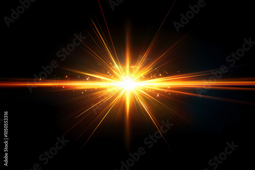 Gold lens flare effects, on a black background, for overlay or screen filter