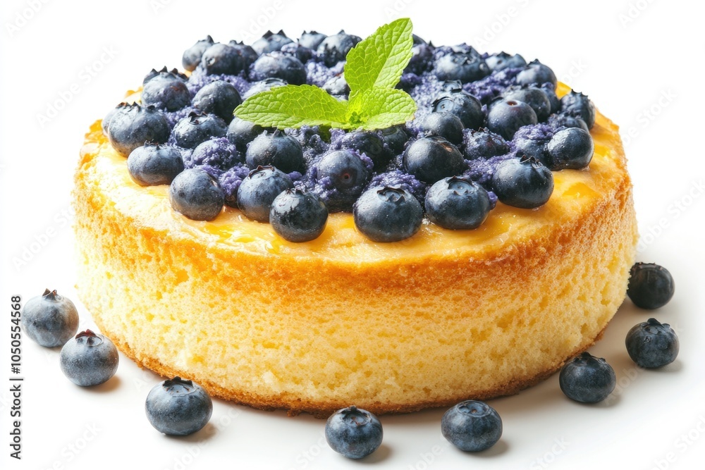 Freshly baked blueberry cake on a plate Freshly baked blueberry cake on a plate