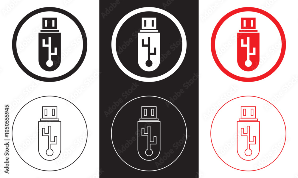USB icon. isolated on white and black background. Vector illustration. EPS 10 USB icon. isolated on white and black background. Vector illustration. EPS 10