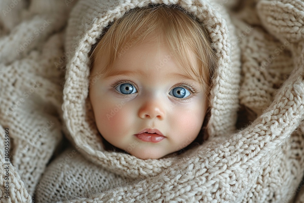 An adorable baby looking up from under a cozy blanket, with a soft, warm expression and wide, bright eyes An adorable baby looking up from under a cozy blanket, with a soft, warm expression and wide, bright eyes
