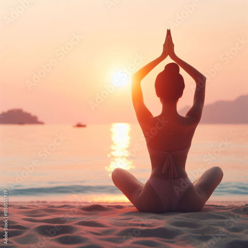 Serene Meditation at Sunrise by the Water – Peaceful Yoga Practice in Tranquil Nature Setting for Mindfulness and Wellness