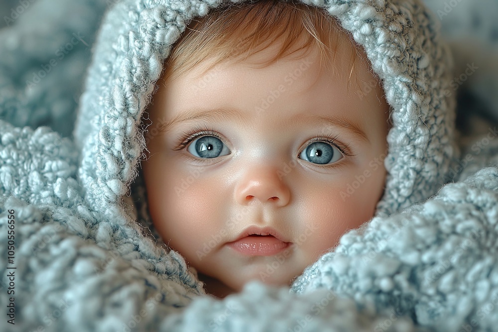 beautiful baby with big, curious eyes peeking out from under a soft blanket, capturing a moment of innocence and wonder beautiful baby with big, curious eyes peeking out from under a soft blanket, capturing a moment of innocence and wonder