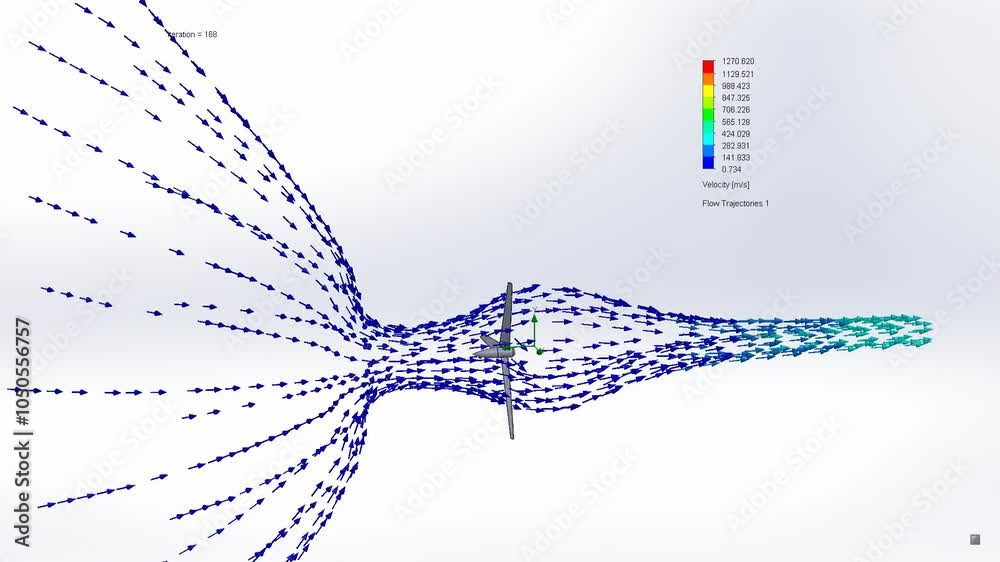 3D model and fluid flow rate of windmill. Stock Video | Adobe Stock