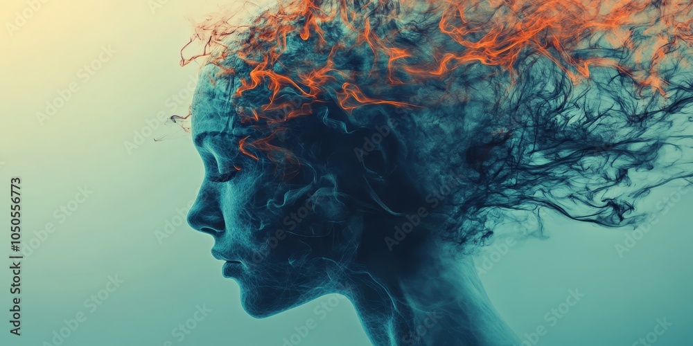 Abstract depiction of mental struggle and confusion. Generative AI image Abstract depiction of mental struggle and confusion. Generative AI image