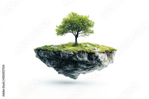 A small island with a solitary tree growing out of the center, ideal for use in landscape or nature photography