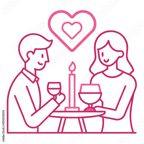 Valentine Candlelight Dinner Pink Outline.