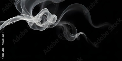 Wispy white smoke swirling against a black background create with ai