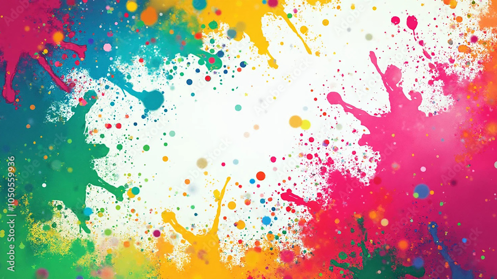 Obraz premium Colorful spray fluo paint digital art background, 16:9 widescreen, 300 dpi, with free space for text