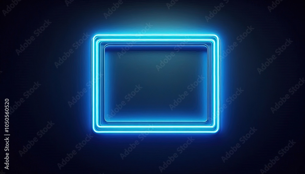 Glowing Blue Neon Square Frame. Glowing Blue Neon Square Frame.